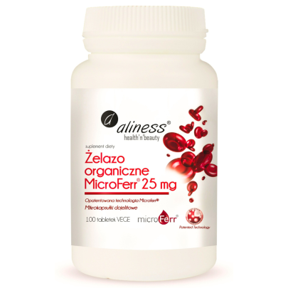 zelazo organiczne microferr 25 mg 100 kaps aliness